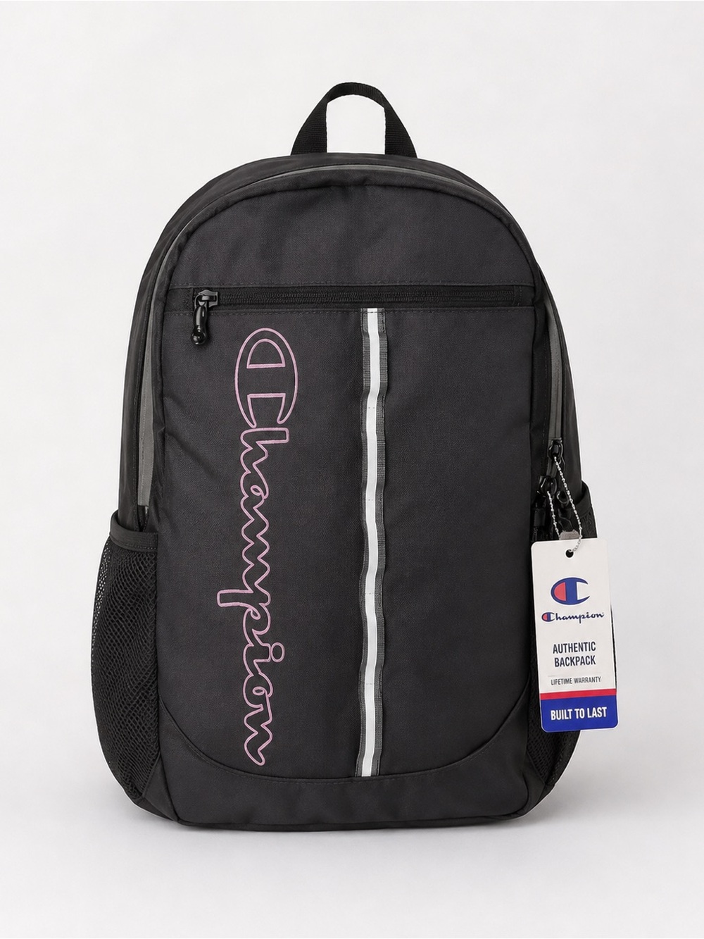 Champion Black Backpack with Pink Logo Accent